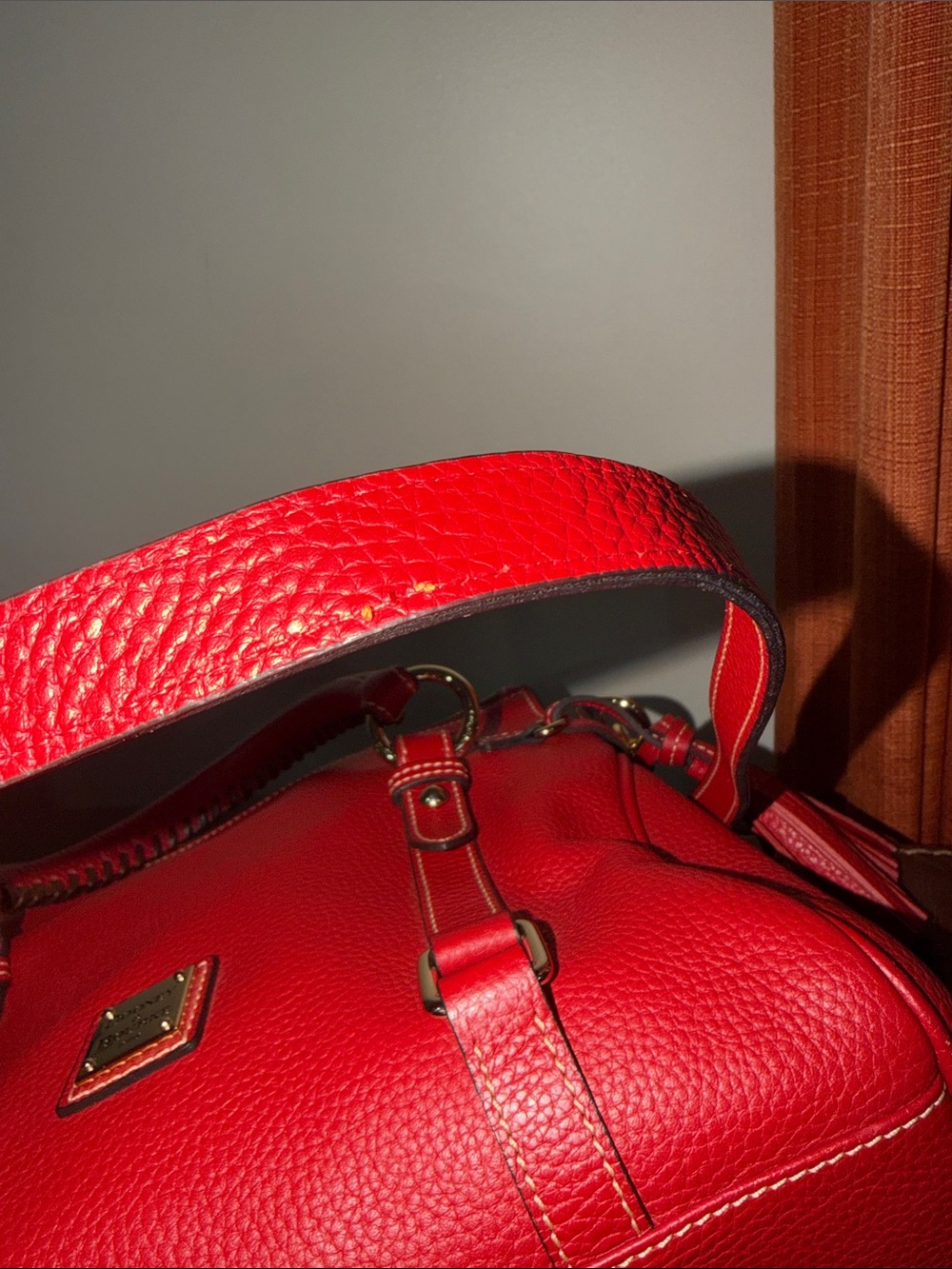 ‼️Dooney & Bourke Red Leather Satchel Crossbody Bag - Picture 12 of 16